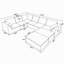 Canapé d'angle modulaire en forme de U de 108,3 pouces, 8 places, avec pouf et tissu tissé