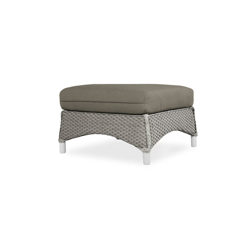 Mandalay Outdoor Ottoman, Sailcloth Salt, Pewter