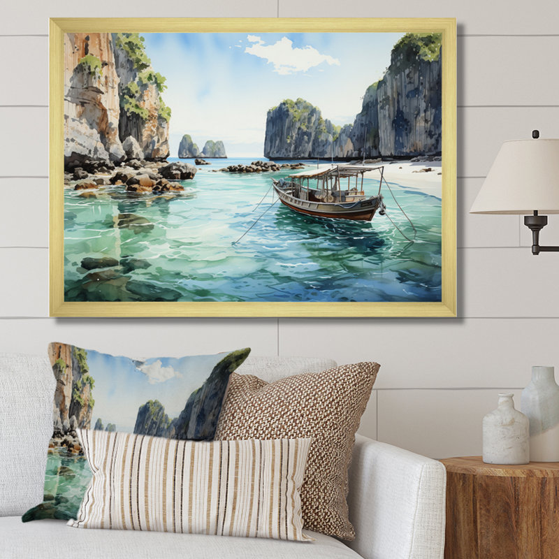 Phi Phi Islands Beaches III - Nautical & Beach Wall Art Prints, Cadre doré à une seule photo, H 30 po x l 40 po x P 1,5 po