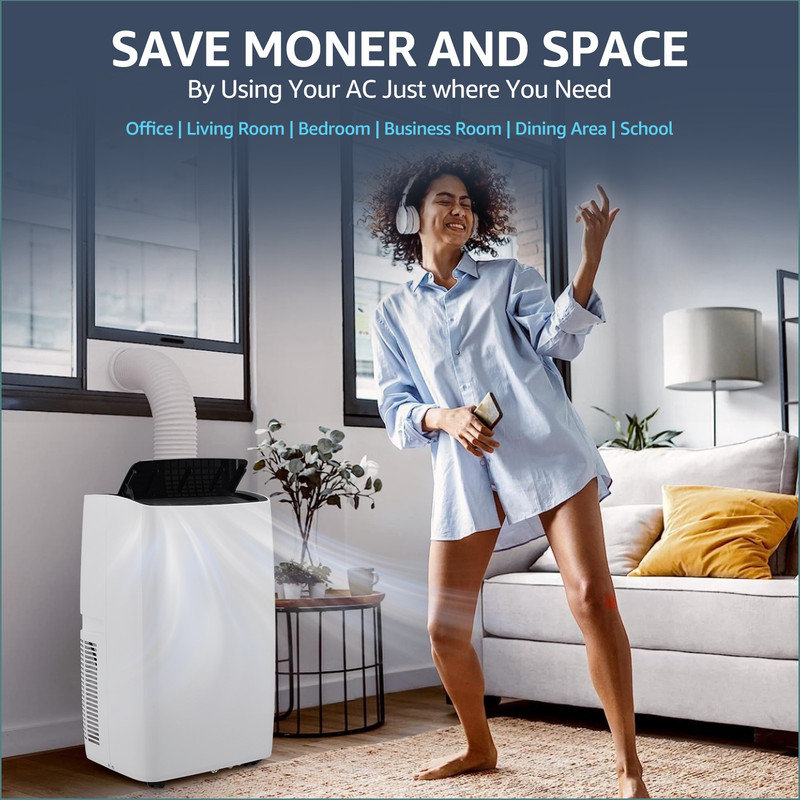 12000 BTU Portable Air Conditioner, 3-in-1 Remote Control AC with 24-Hour Timer, Low Noise/Energy Saving/Cooling, Cools up to 550 Sq. Ft. Ideal for Bedrooms, Offices