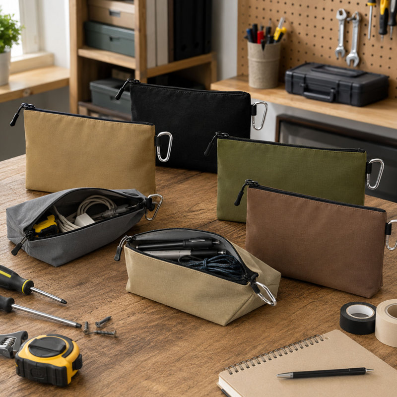 Ensemble de 6 pochettes à outils en toile 12 po, fond plat