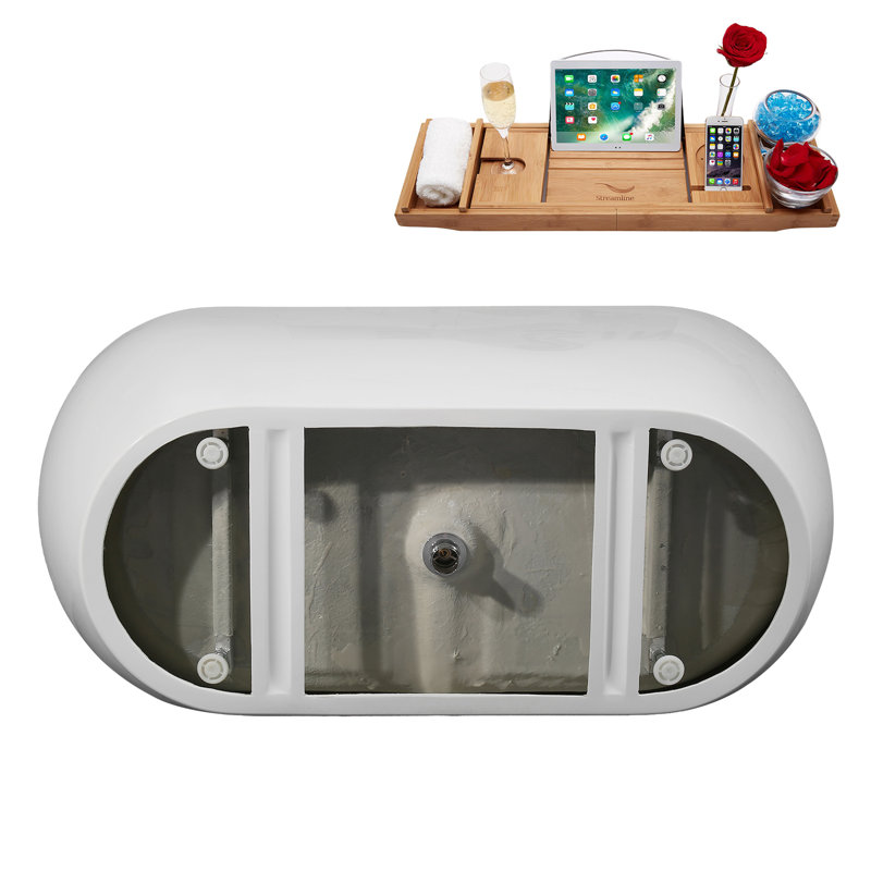 Baignoire autoportante 67 "avec drain interne Streamline, Nickel brossé
