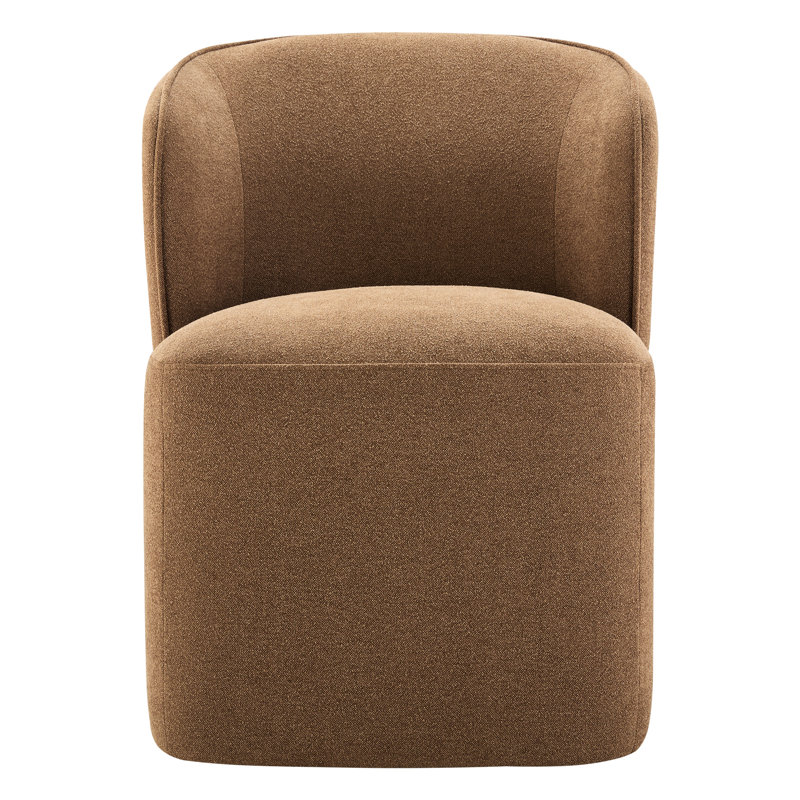 Niha Upholstered Dining Chair with Casters, Elite Camel