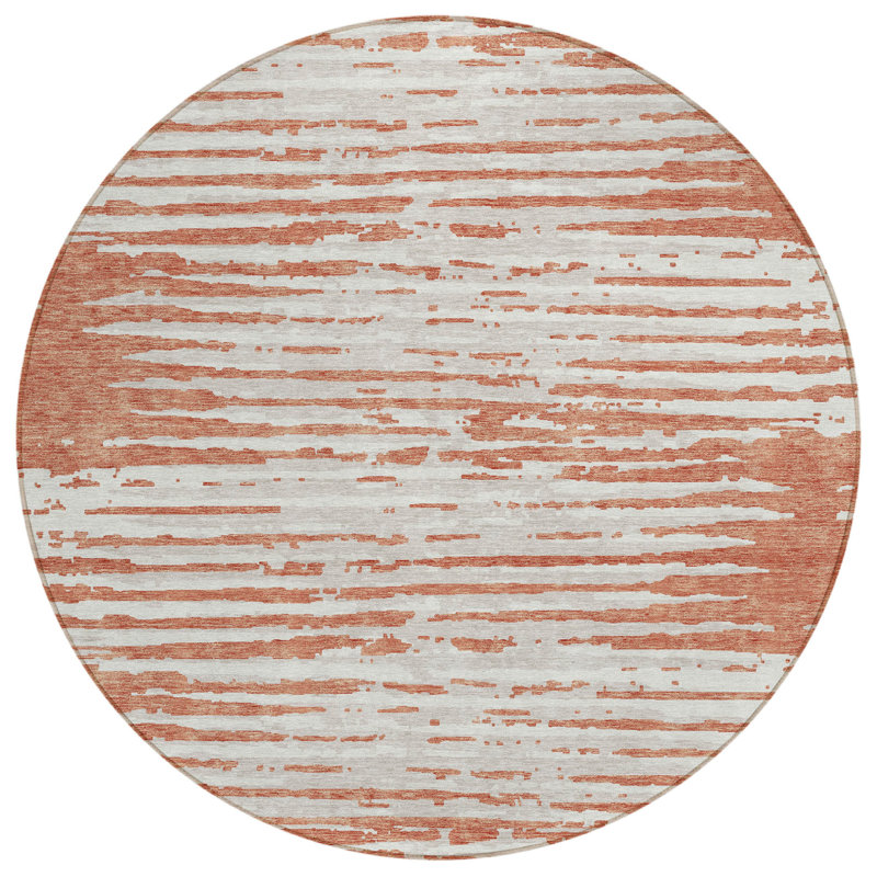 Tapis intérieur lavable rayé 8 pi Coral and Ivory