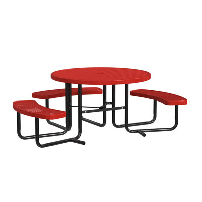 Leisure Craft 46" Round ADA Accessible Outdoor Picnic Table with 3 Bench Seats