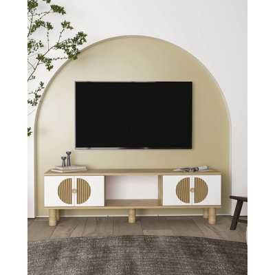Meuble télé Catena Modern, couleurs saphir chêne et Hazeran, 59,1 po x 15,9 po x 11,6 po | 100% panneau de particules enduit de mélamine, épaisseur: 0,7 pouce | Conception murale, parfaite pour le salon et les espaces de divertissement