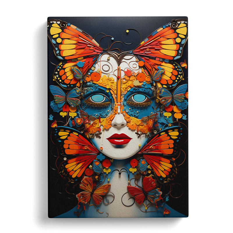 Butterfly Modern Art - Wrapped Canvas, 76cm H x 50cm W x 3cm D