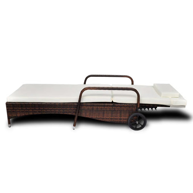 Vitagliano 79.2" Long Single chaise with Cushions, Brown
