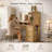 47.3" Makeup Vanity Desk With Lighted Mirror & 360° Storage Shelf-825324020