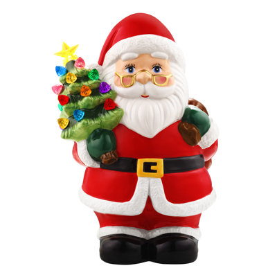 Lit Ceramic Nostalgic Figure - Santa