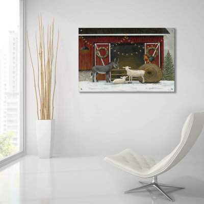 Art mural en verre épique «Away In A Manger» par Tanya Nyp, 36 po x 24 po