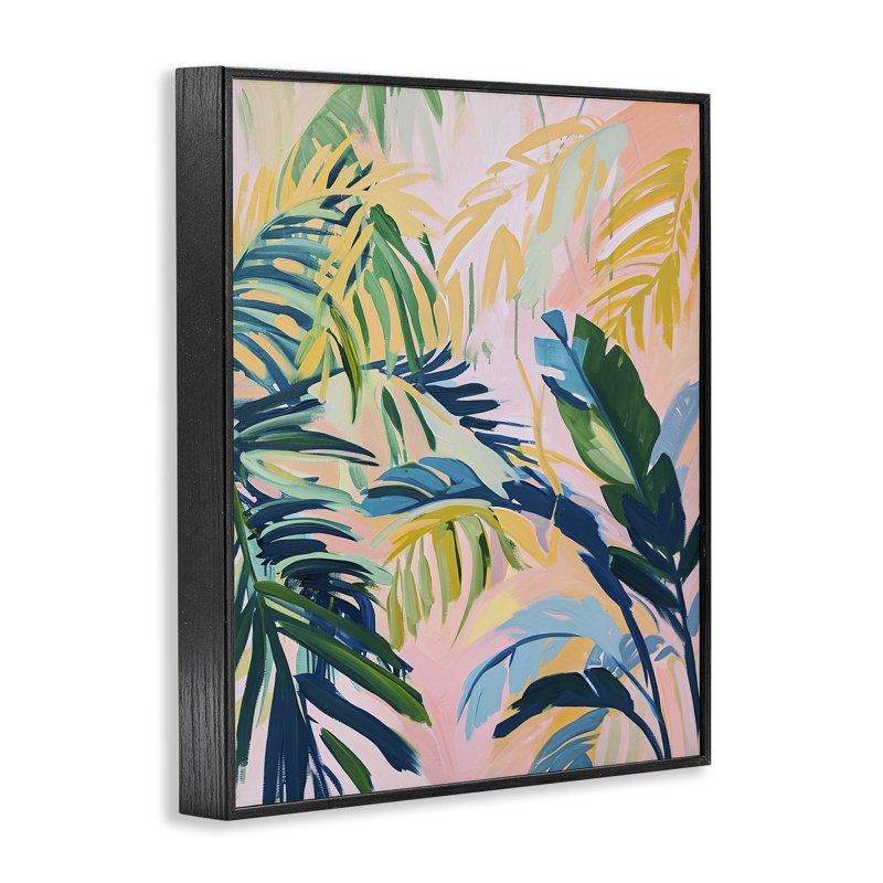 Impression sur feuilles tropicales, estampe numérique par Ramona Murdock, Giclée encadrée noir minuit, H 20 po x l 16 po