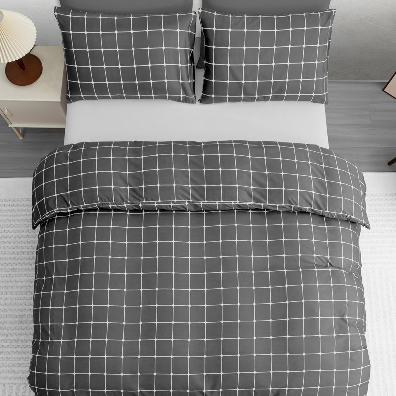 Luxury Double Brushed Microfiber Reversible Duvet Cover Set with Zipper Closure and Corner Ties