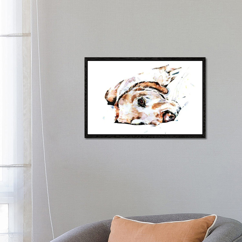Labrador Relaxation - Painting on Canvas, 66.04 cm H x 45.72 cm W, Black Framed