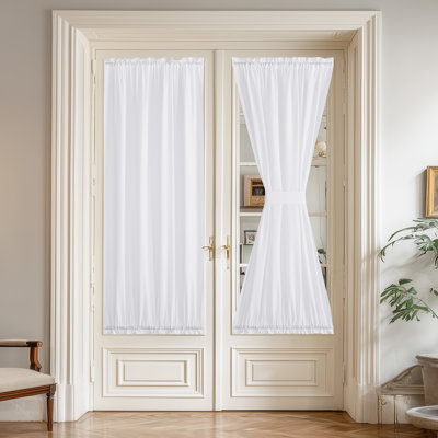  Non-See-Through Sheer Door Curtains for Front Door, Light Filtering Privacy Semi Sheer Window Curtains with Rod Pocket and Tie Back, 1 Panel