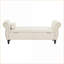 Banc avec repose-pieds et rangement Coussin en velours beige classique pour la chambre à coucher du salon | Bois | Noir-1629588671