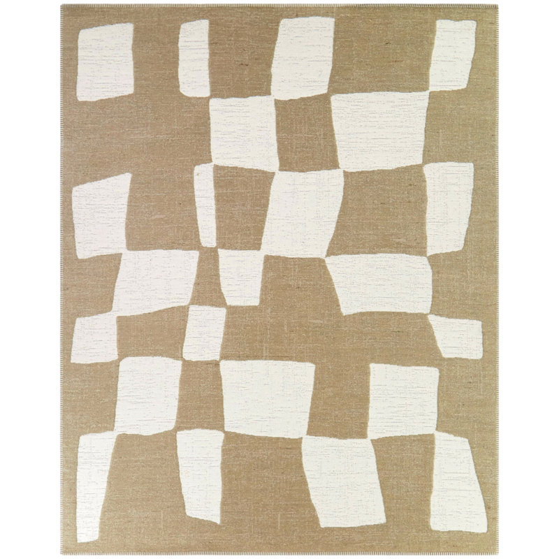 Craton Rectangle Craton Area Rug in Tan/White, Rectangle 7'10" x 10'