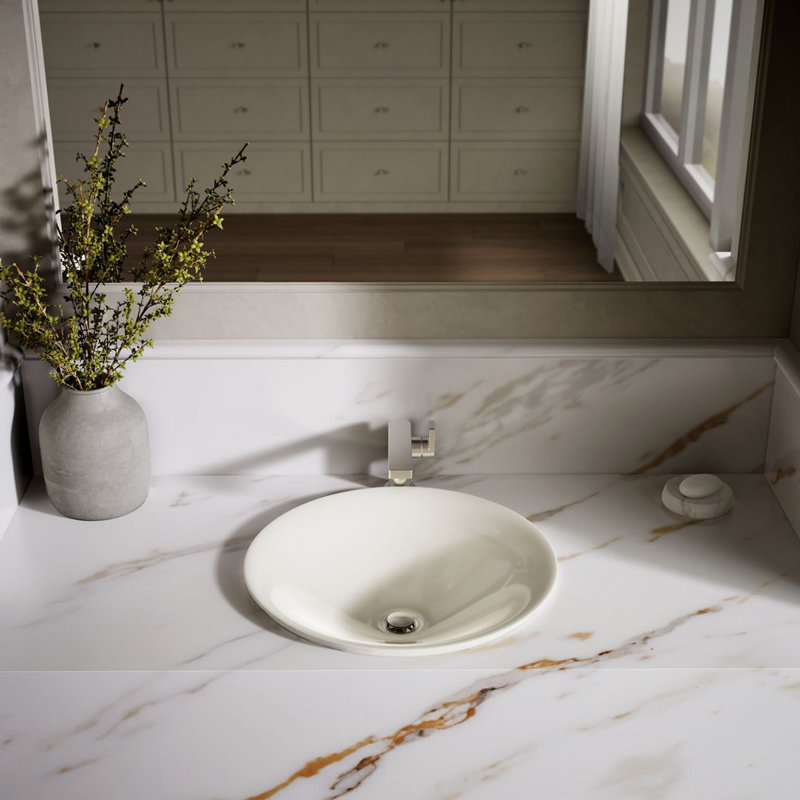 Carillon Circular Vessel Bathroom Sink, Biscuit