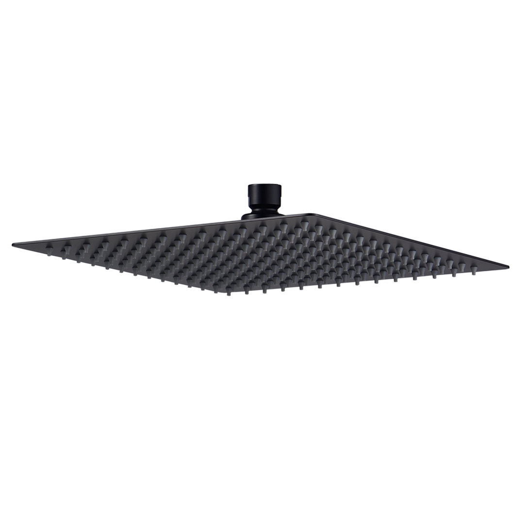 12 Inch Rainfall Shower Head Solid Square Ultra Thin 304 Stainless Steel Matte Black 12 Inch Rain Shower Head,Waterfall Full Body Coverage With Silicone Nozzle Logmey 