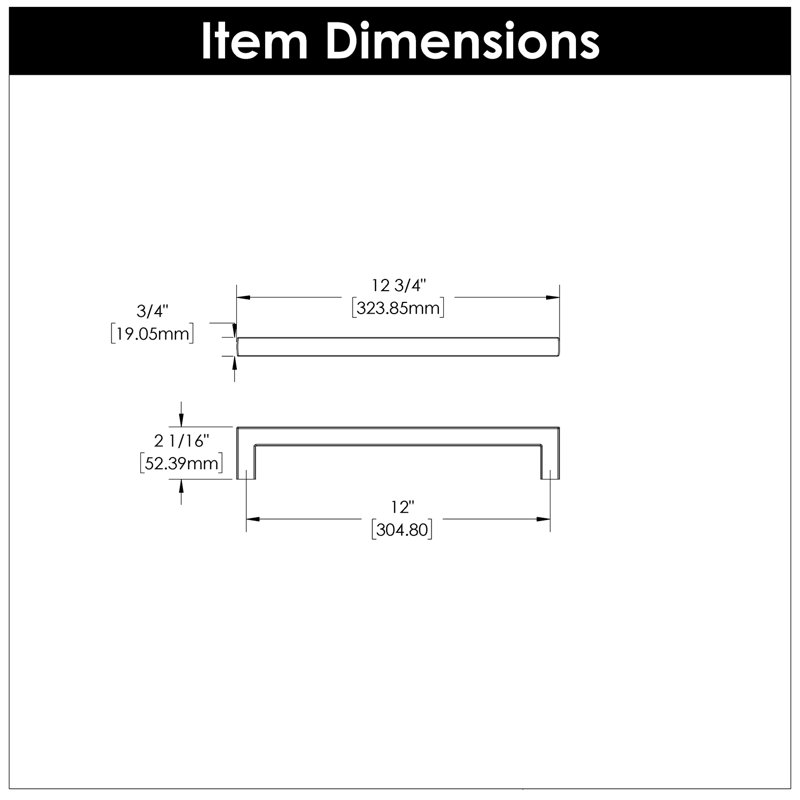 Coventry Center Appliance Pull, Satin Nickel, 0.75", 12"