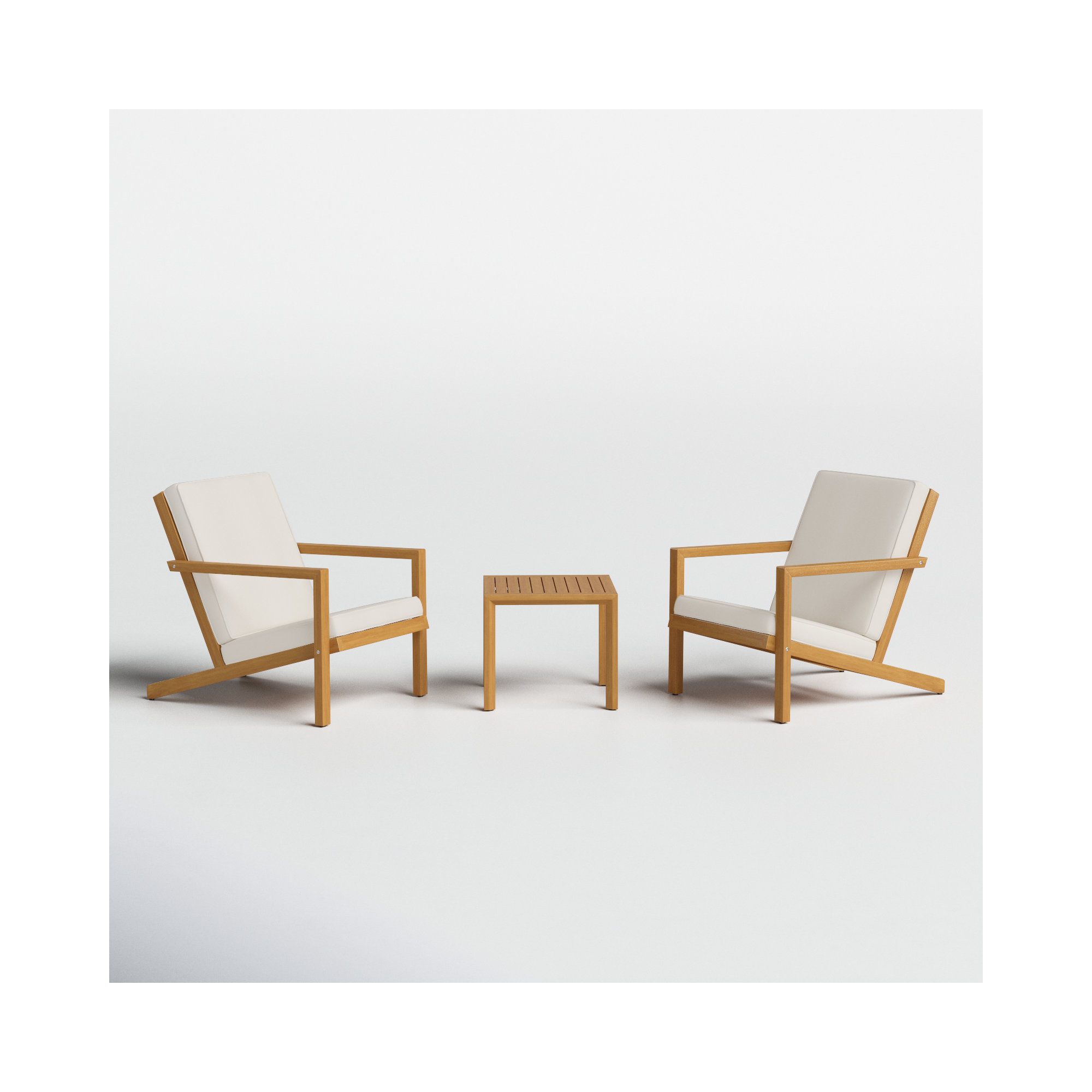 Aubrieana 3 - Piece Acacia Seating Group with Cushions, Teak, Cream