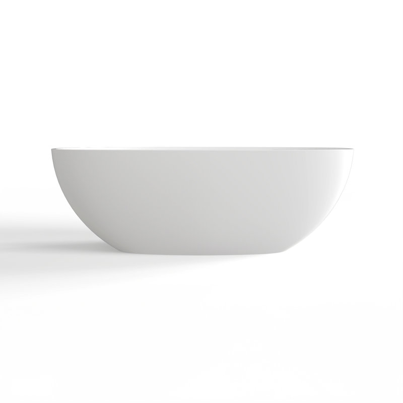 66.9 Inch Freestanding Solid Surface Soaking Bathtub For Bathroom, Matte White