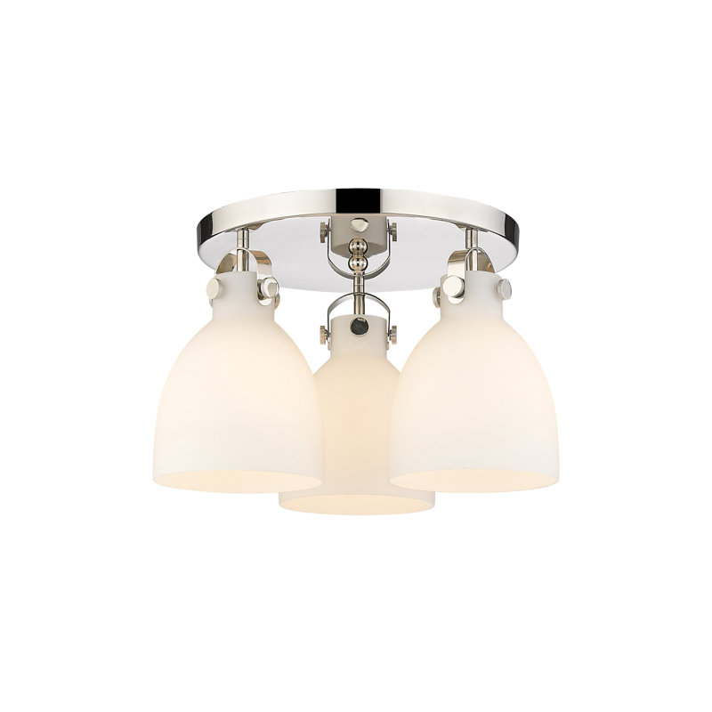 Smeltertown Glass Flush Mount, Matte White, Polished Nickel