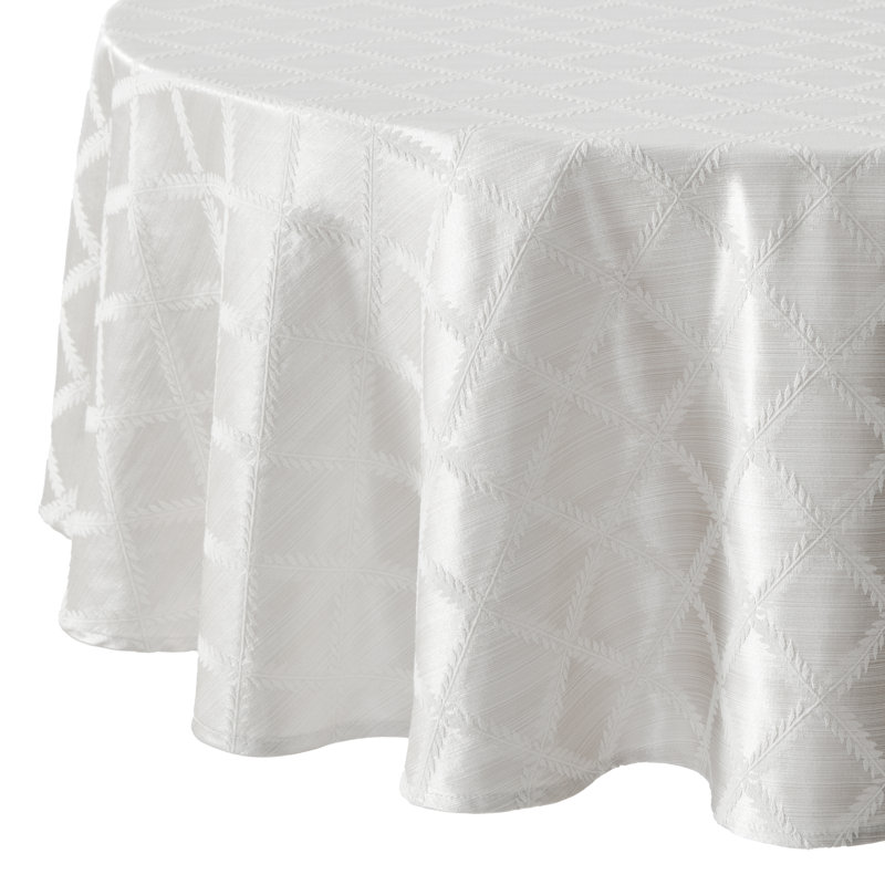 Lenox Laurel Leaf Damask Tablecloth, White, 90" Round