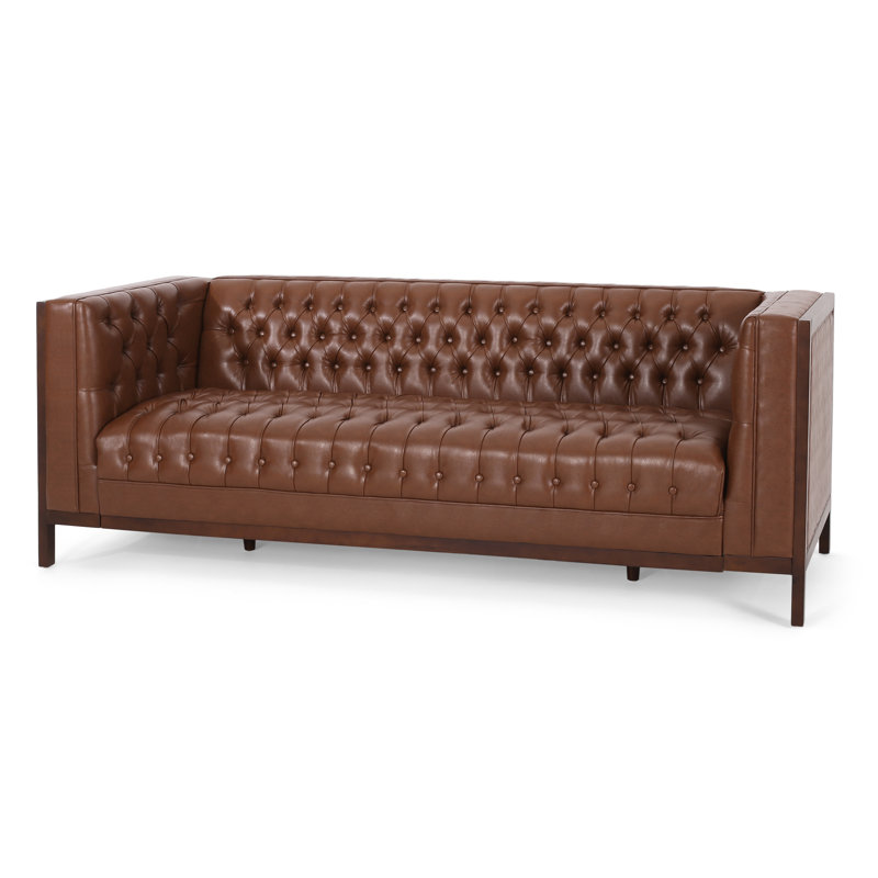 Canapé Chesterfield Roomfitter 3 places, canapé en similicuir capitonné pour le salon, brun clair, Marron clair