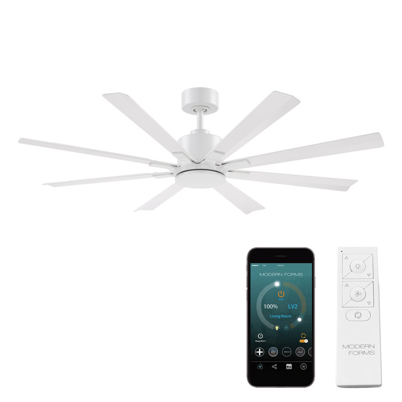 Size Matters 8-Blade Smart Ceiling Fan With Remote Control Included, Works With Alexa and iOS / Android App, Matte White, Yes