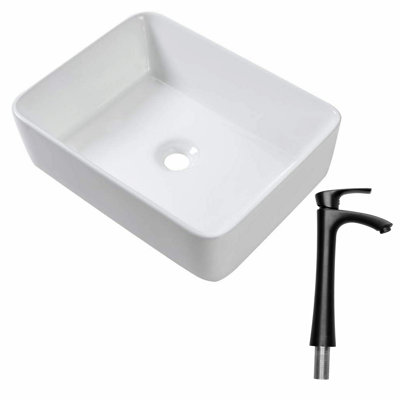 Rectangle Vessel Bathroom Sink With Faucet