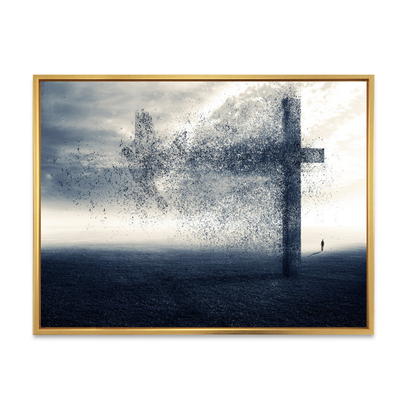 Christian Grassy Field II - Décoration murale traditionnelle sur toile, H 8 po x l 12 po x P 1 po, Cadre flottant doré