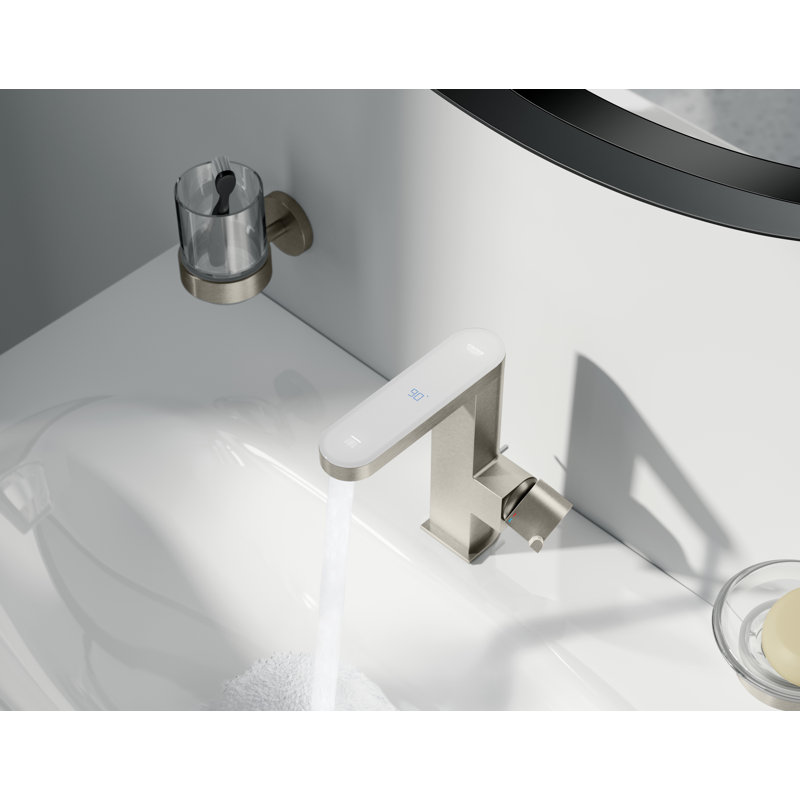 Robinet pour salle de bain à un trou avec ensemble de drain plus, Nickel brossé Infinity