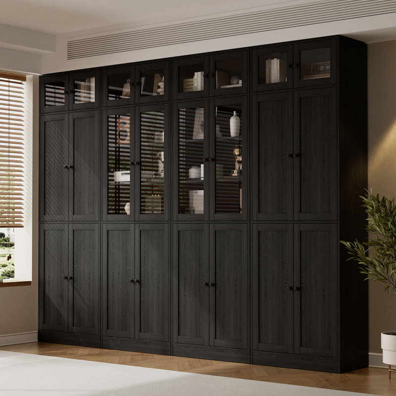 86.7'' H X 94.48'' W Book Cabinet Storage Bookcase Set, Black