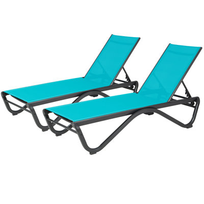 2Pack Patio Chaise Lounge Chair Outdoor Reclining Adjustable Chair Flat Textilence For Sunbathing, Beach by Ivy Bronx