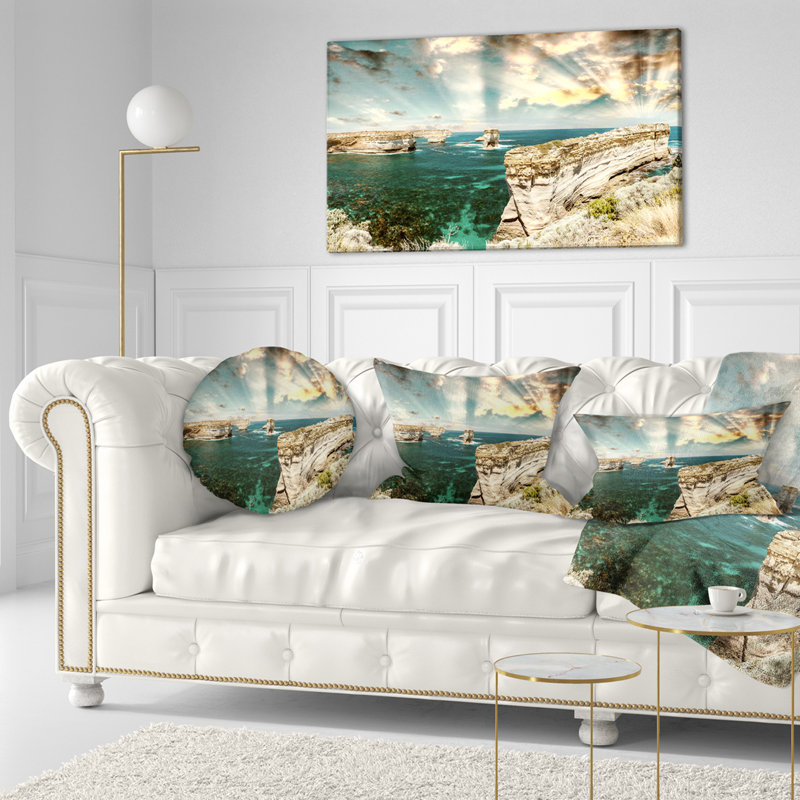 Coussin Seascape Rocks at Great Ocean Road Victoria, 18 po x 18 po, Carré