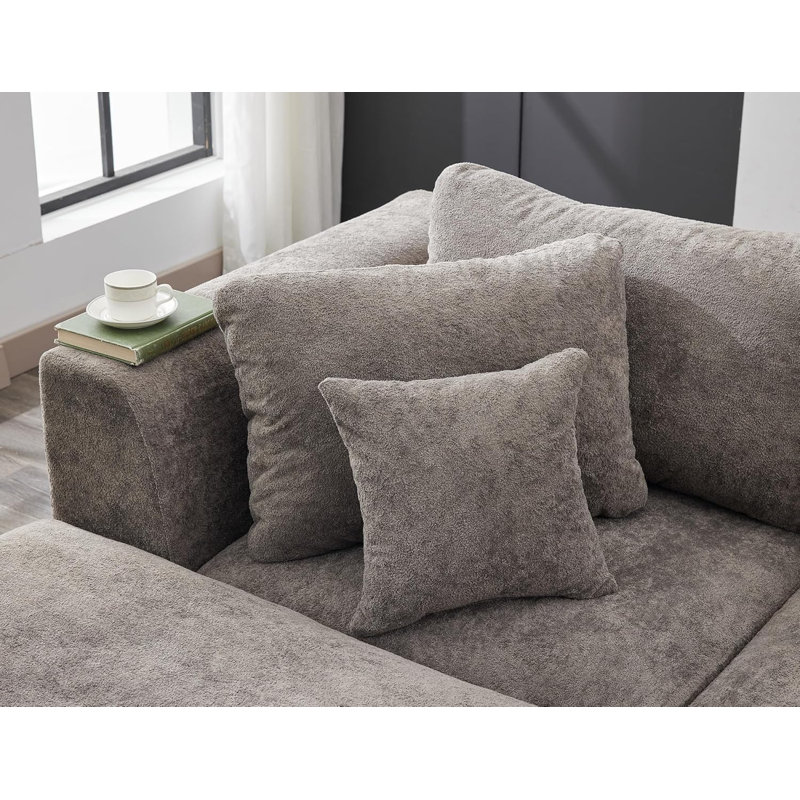 Canapés modulaires, canapé convertible avec repose-pieds, Velours côtelé gris