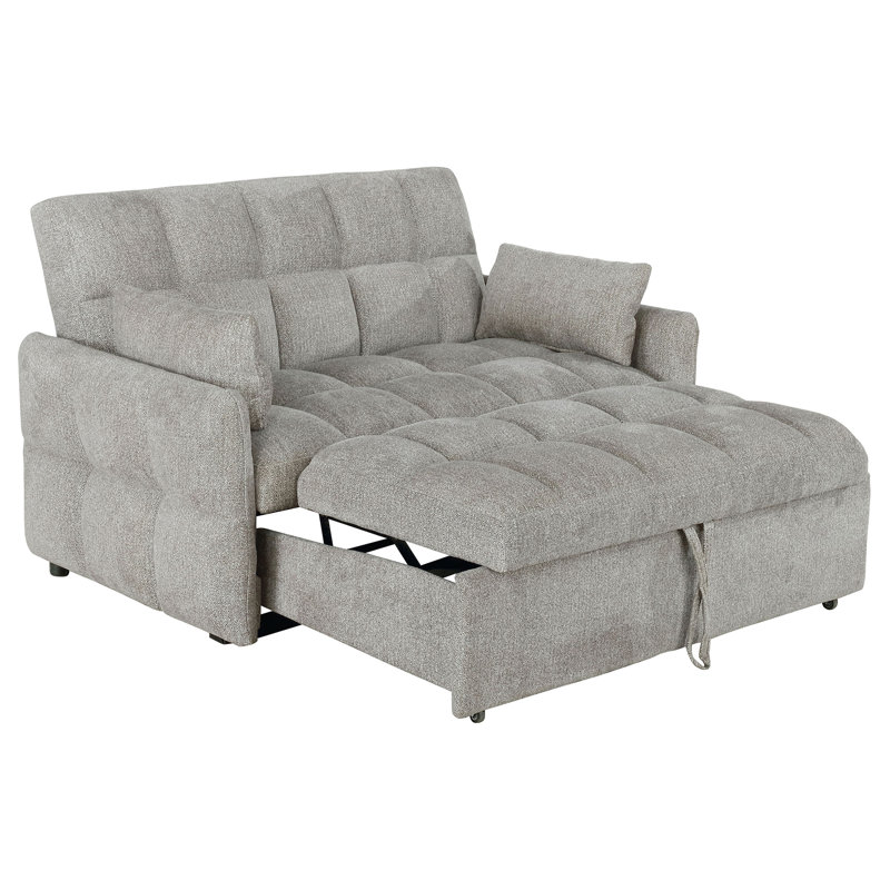 Light Grey Tufted Cushion Pull-Out Sleeper Sofa Bed