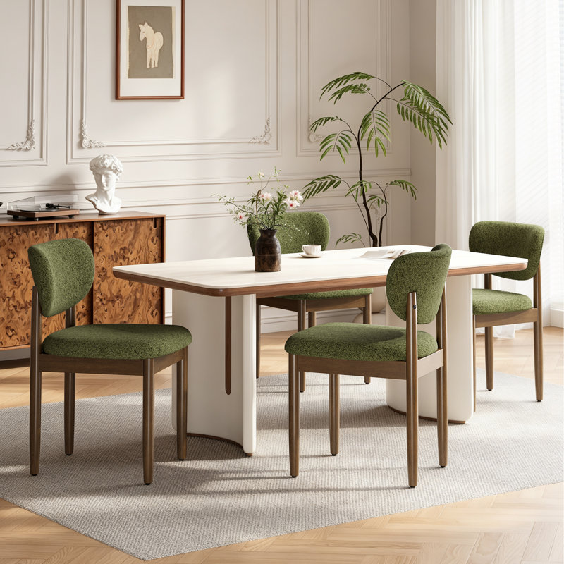 Chaise d'appoint rembourrée en bois massif, Vert