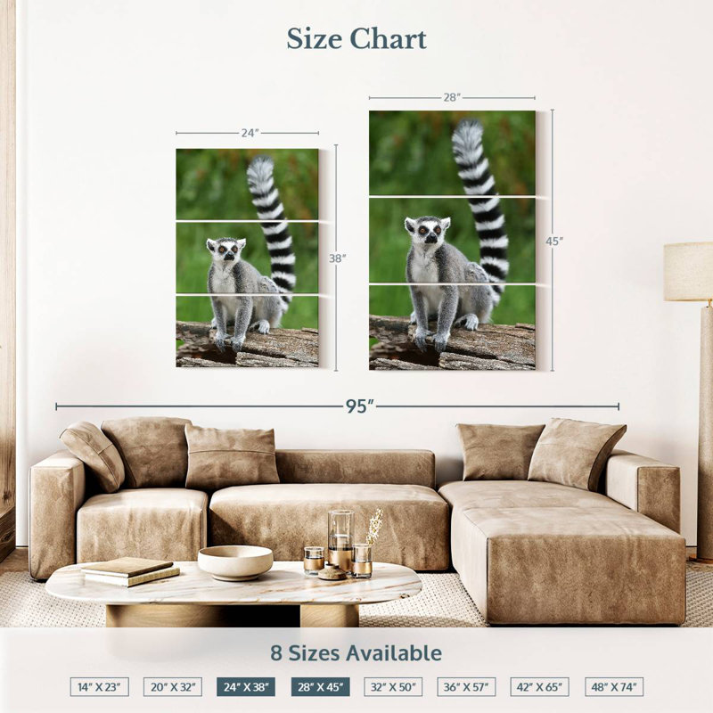 Brampt Ring Tailed Lemur On A Log, 38" H x 24" W