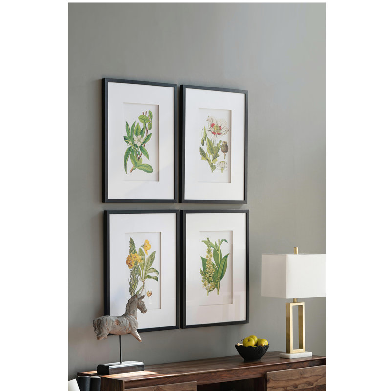 Ensemble de 4 fleurs murales botaniques, décoration pour le salon, la salle à manger, la chambre à coucher, le couloir, 20 po x 28 po