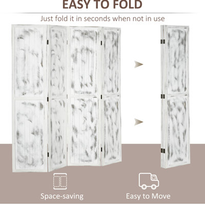 Paravent 5,5 pouces à 4 panneaux pliables, cloison blanche pour chambre à coucher, salon, écran de bureau 4, créant un espace privé dans le bureau à domicile, chambre à coucher