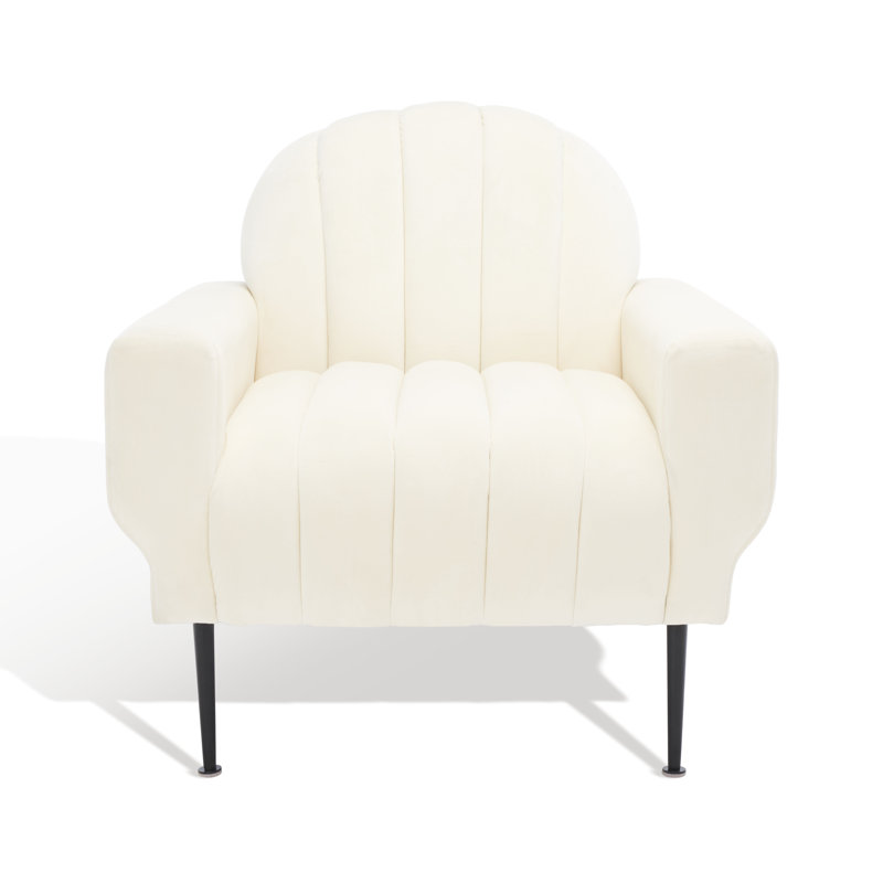 Chaise capitonnée Olly Channel, Crème