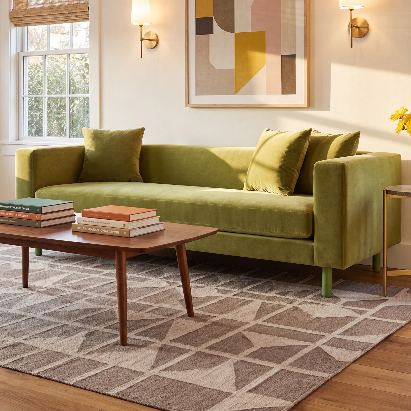 Mono 83'' Upholstered Sofa, Bella Loden Performance Velvet, Grasshopper