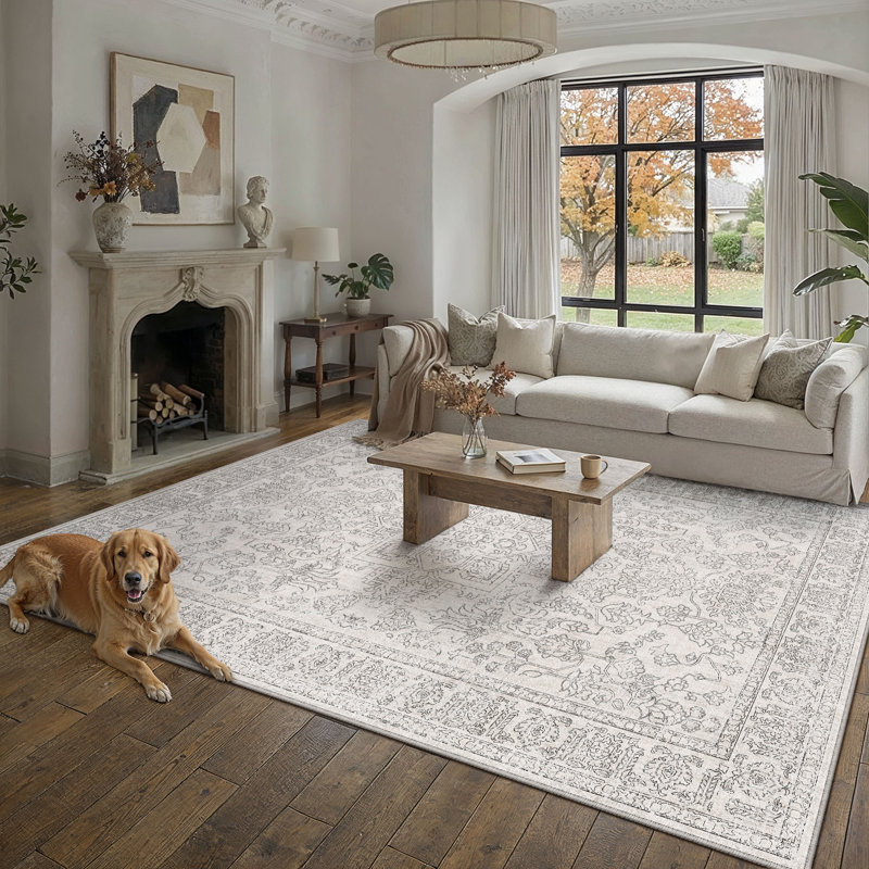 Tapis oriental lavable à la machine avec envers antidérapant Kitty, Rectangle 5 pi x 7 pi 