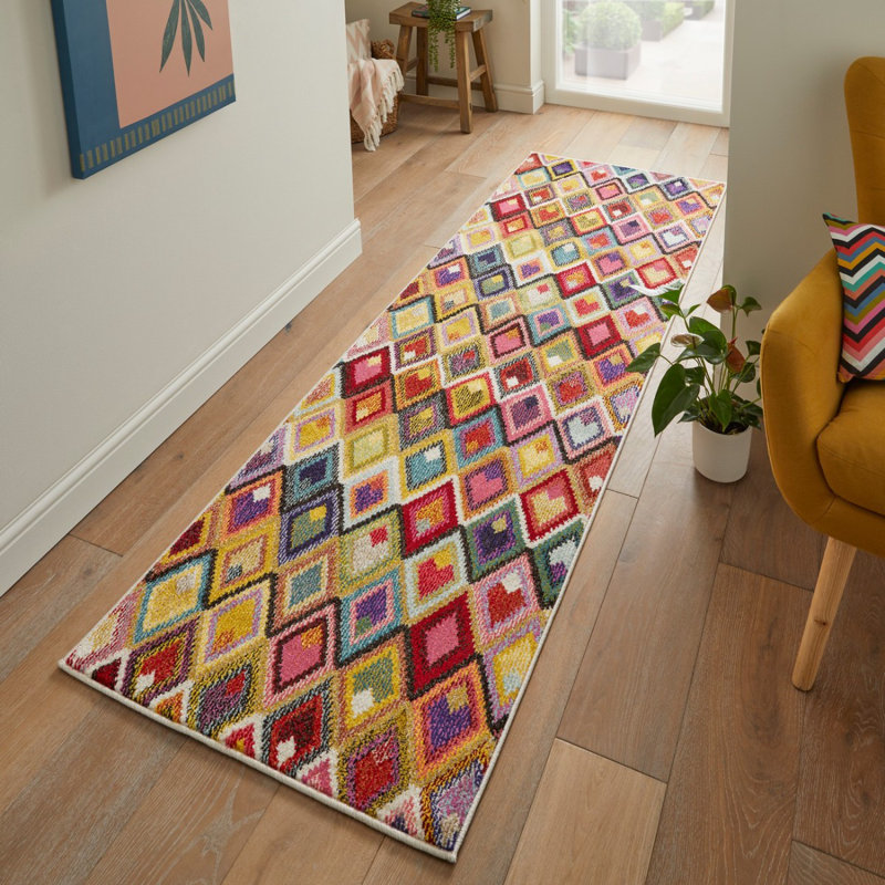 Modern Rug, Stain Resistant Dining Room Rug, Chequered Rug For Bedroom & Living Room, 7Mm Thick Rug, Rectangle 120 x 170 cm