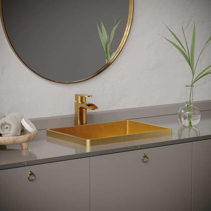 Karran Cinox 14.25'' Stainless Steel Rectangular Bathroom Sink, Gold