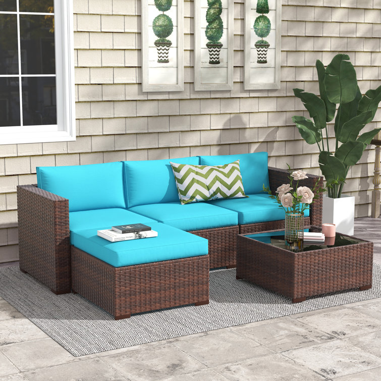 Abler Wicker 3 - Person Modular Patio Conversation Sets with Cushions