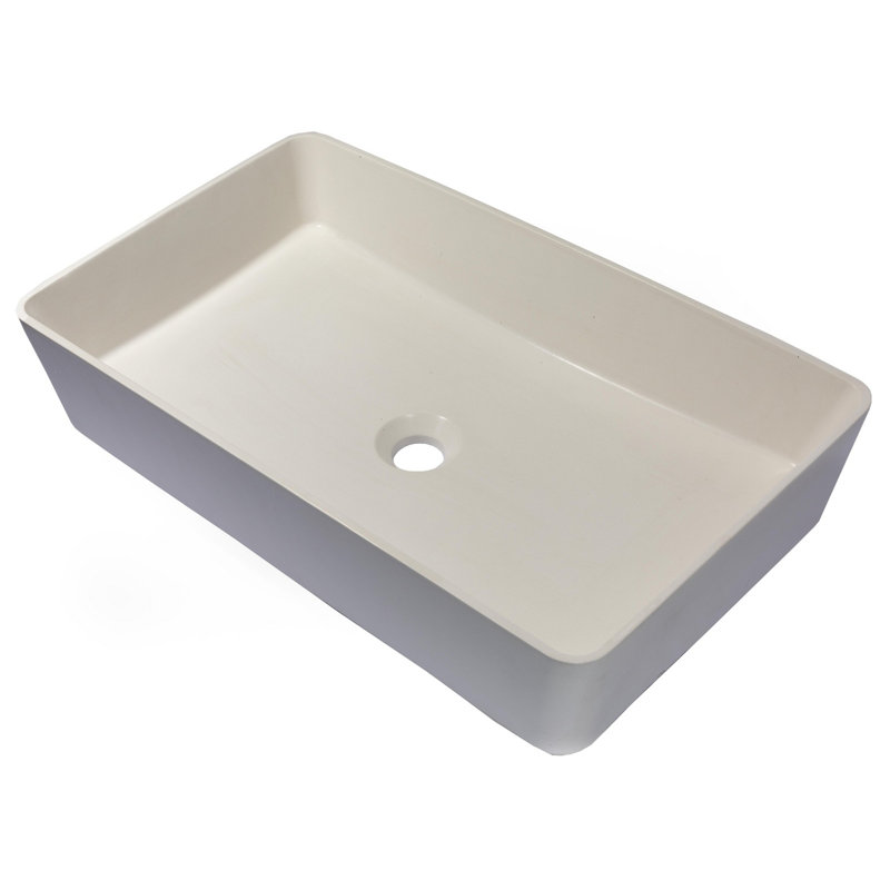 Eden Bath 14'' Concrete Rectangular Bathroom Sink, White