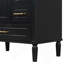 Ensemble de meuble-lavabo traditionnel noir de 30 po avec trois tiroirs, portes à fermeture douce et longues poignées en métal doré - pour les petites salles de bain-1003239295
